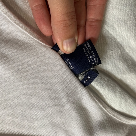 Land's End white top, size L, 100%, round neckline with V, 3/4 length sleeve - Picture 3 of 5